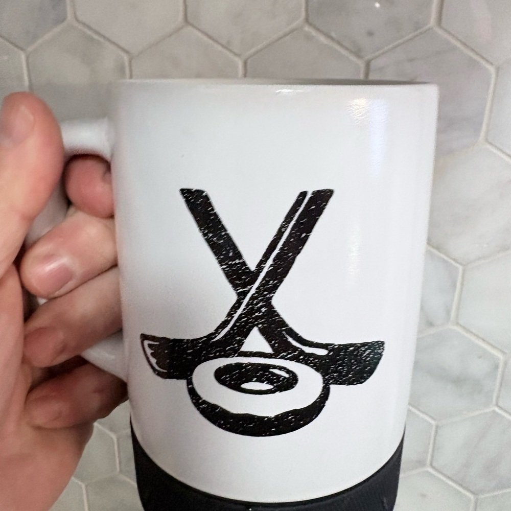 Tim Hortons White  Hockey Design puck mug